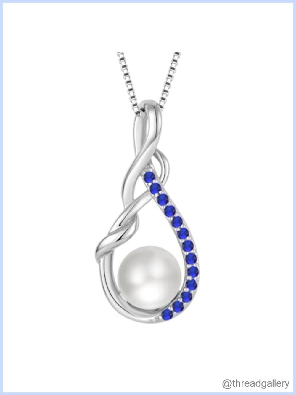 925 Sterling Silver Freshwater Pearl Infinity Pendant Necklace 18in